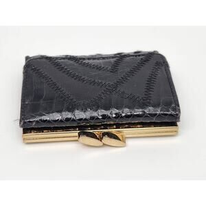 Vintage Aspects Leather & Snakeskin Trifold Wallet Clutch Coin Purse